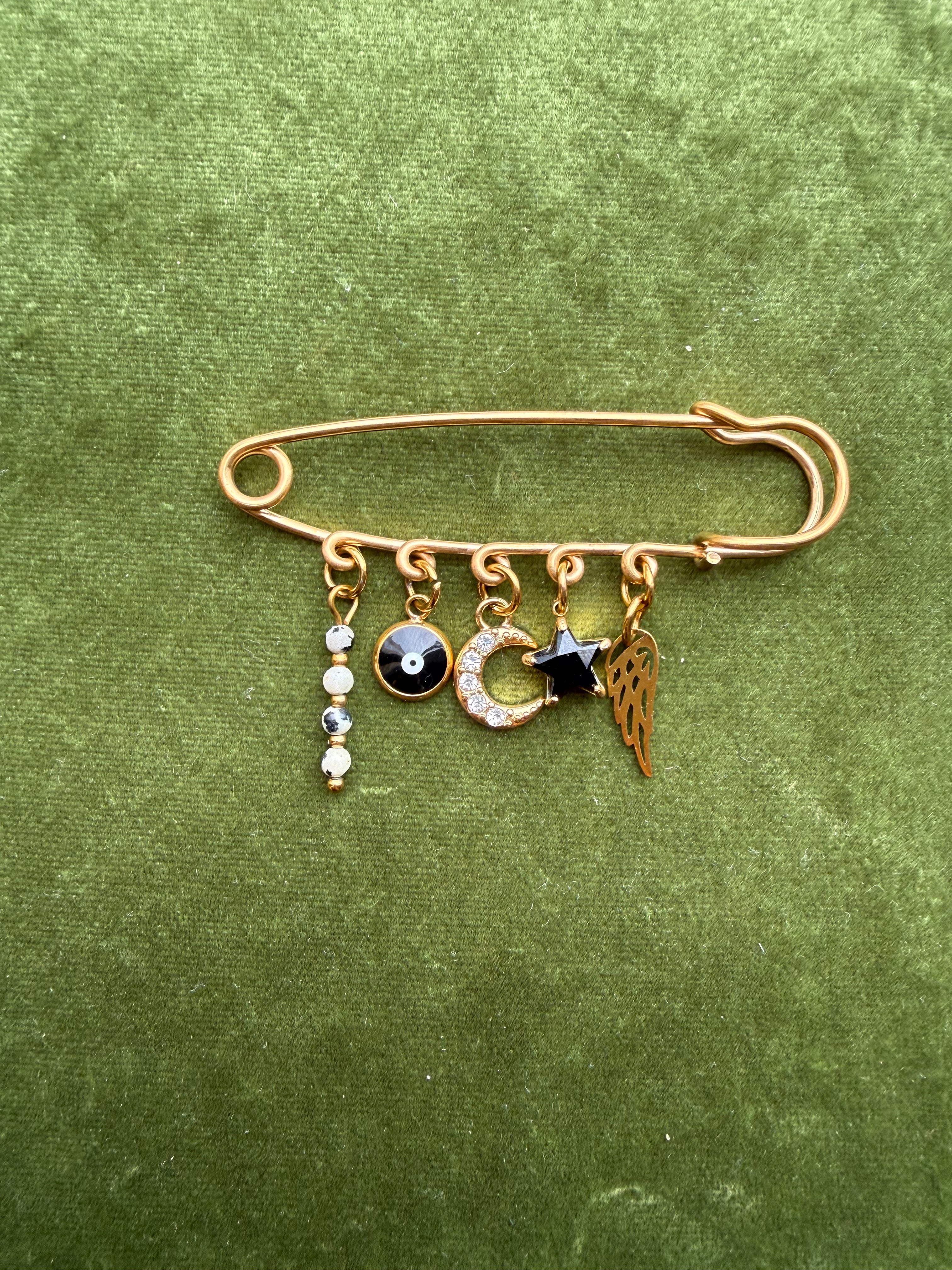 Safety Pin 3 Charms