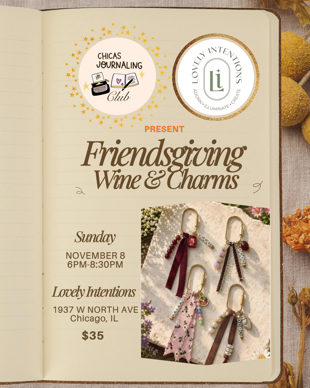 🍂Friendsgiving 🍷Wine & Charms✨